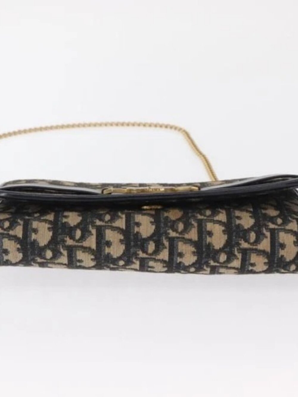 Christian Dior Trotter Canvas Chain Shoulder Bag Navy Gold Auth 162506A - Picture 5 of 16